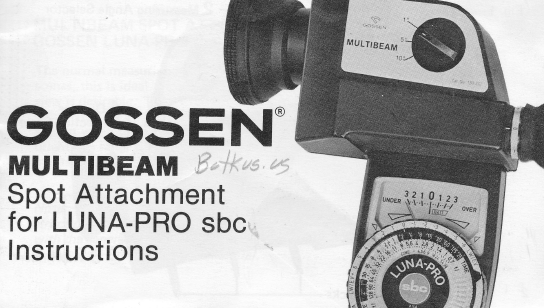 Gossen Multibeam Spot Attachment Light Meter