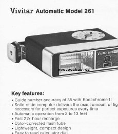 Vivitar Flash model specifications